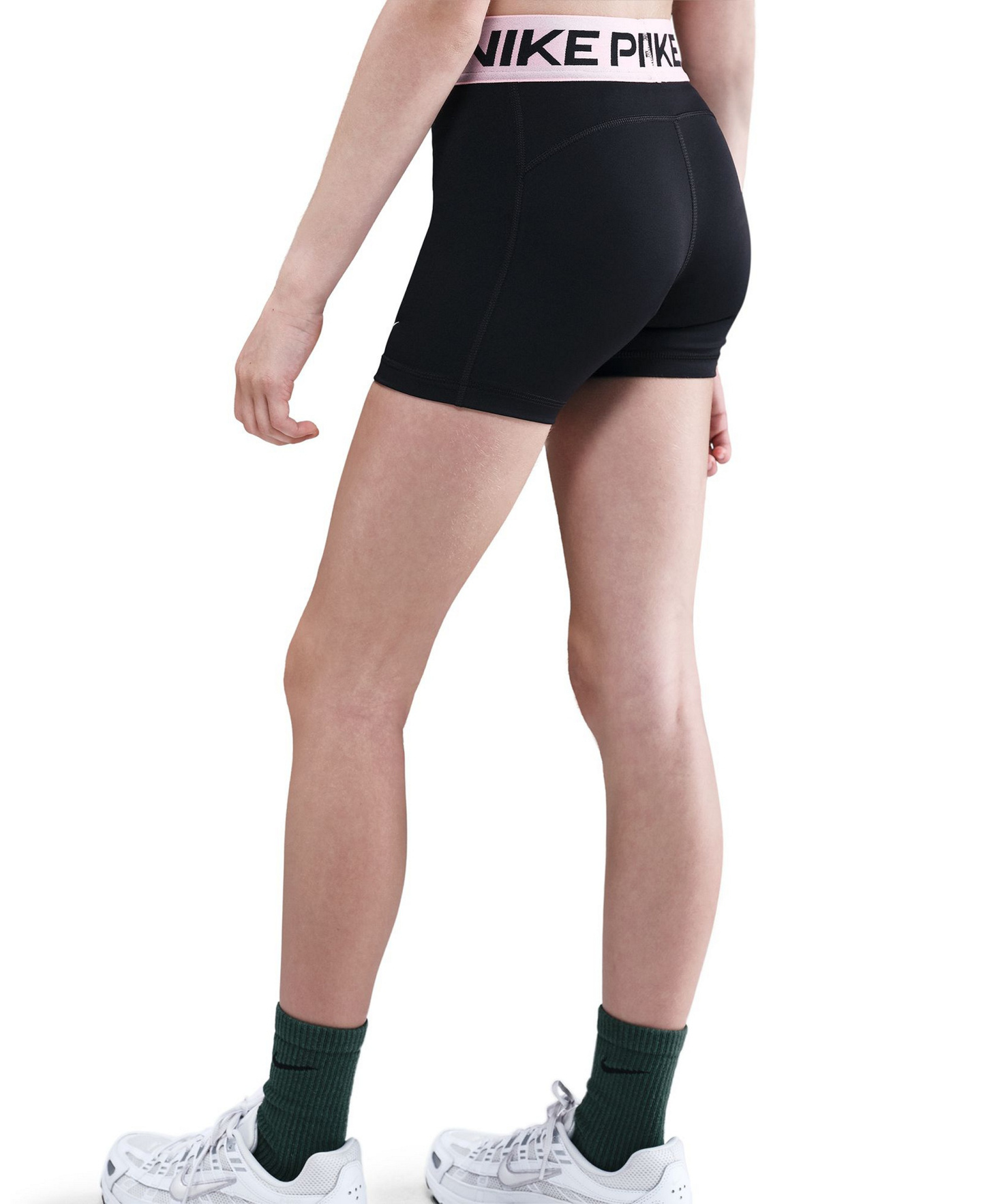 Nike Girls' 7-16 Pro Elastic Waist 3" Shorts - Black/med Soft Pink/white
