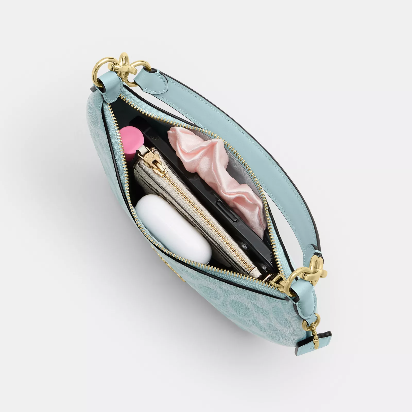 Mini Payton Bag In Signature Canvas - Gold/Light Blue - view 4
