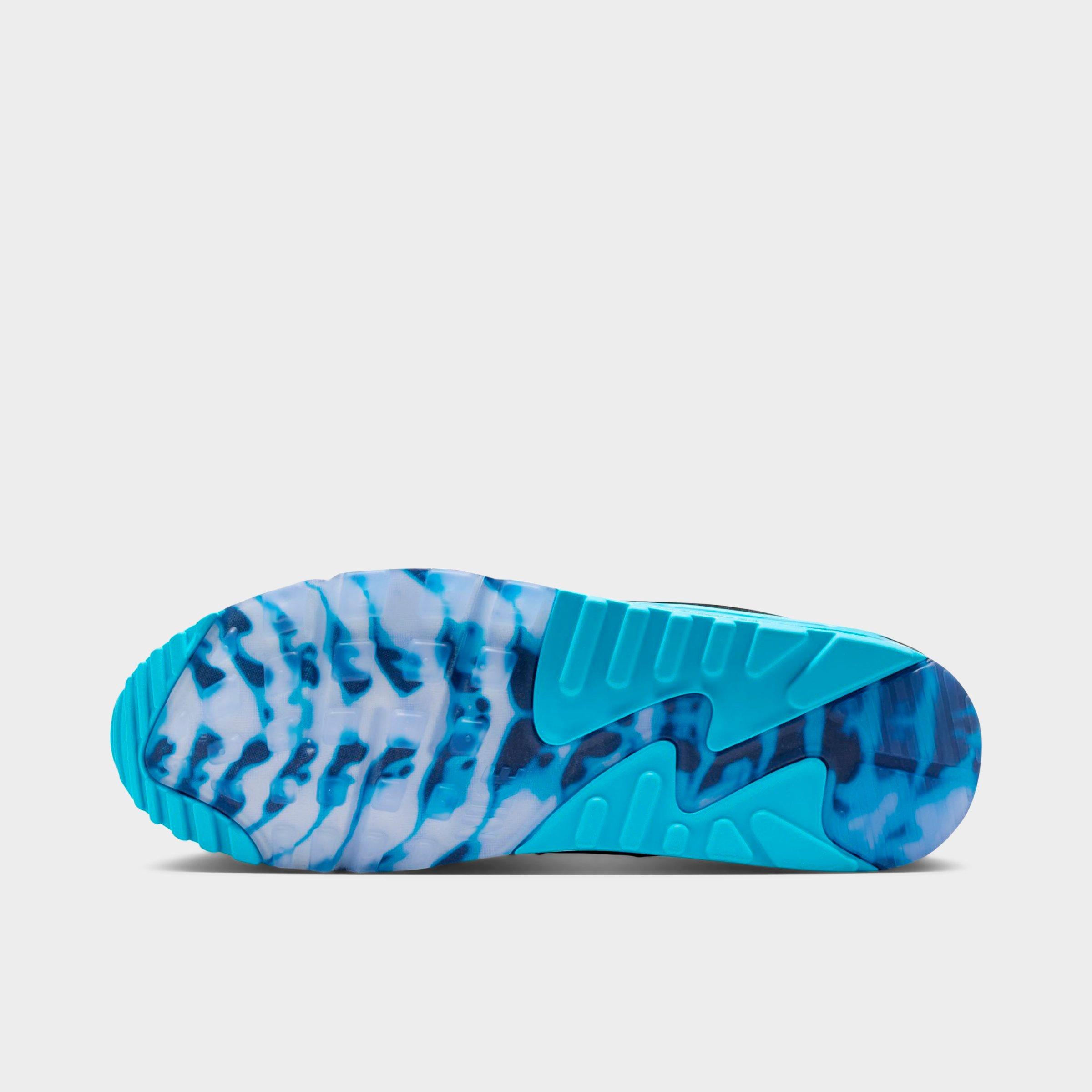 Men's Nithtke Air Max 90 Casual Shoes - Part 1 - Black/Gamma Blue/Ice/Chrome - Bottom view