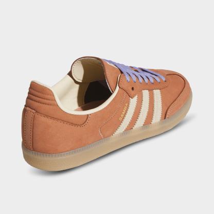 Women's adidas Originals Samba OG Casual Shoes - Part 3 - Clay Strata/Warm Vanilla/Light Purple - Back view