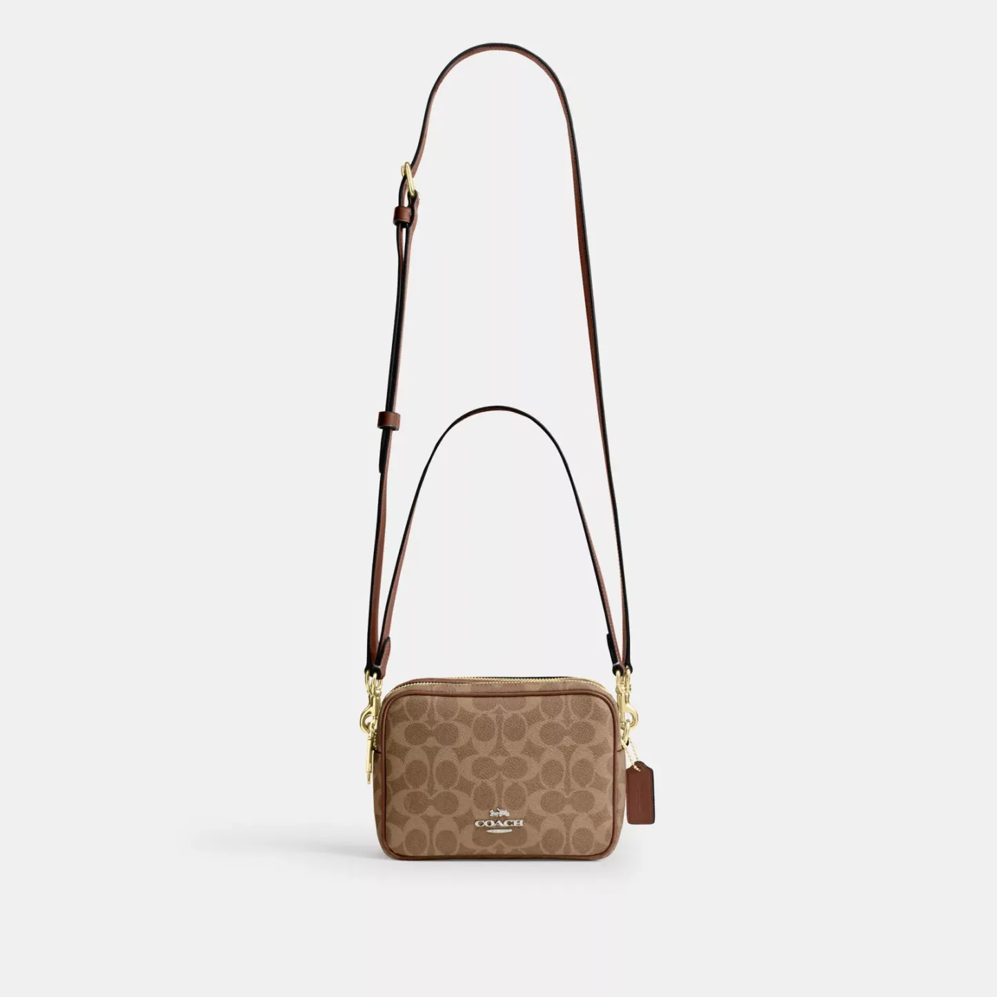 Mini Carey Crossbody Bag In Signature Canvas - Gold/Tan/Brown - view 9