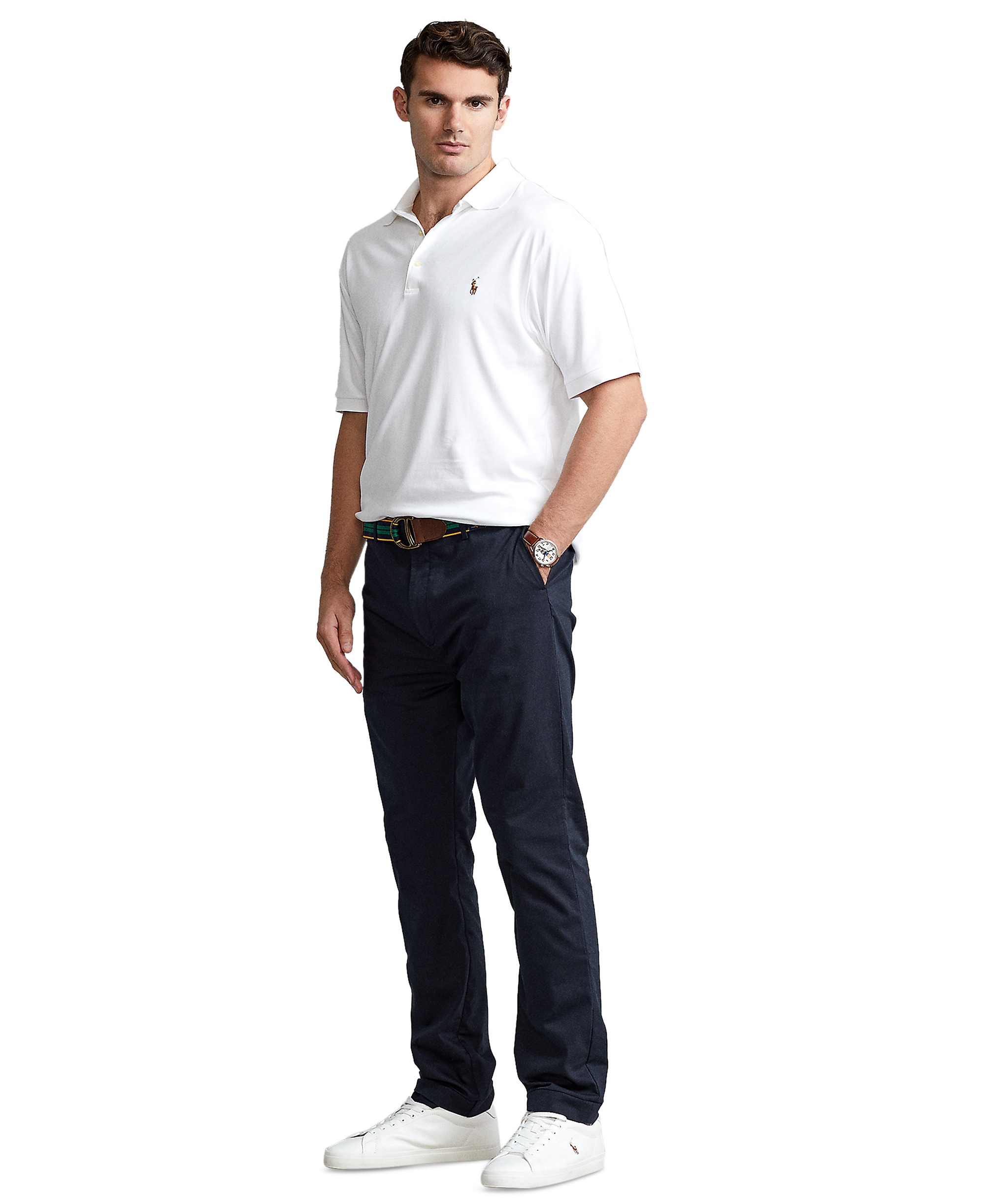 Polo Ralph Lauren Men's Big & Tall Solid Polo Shirt - White