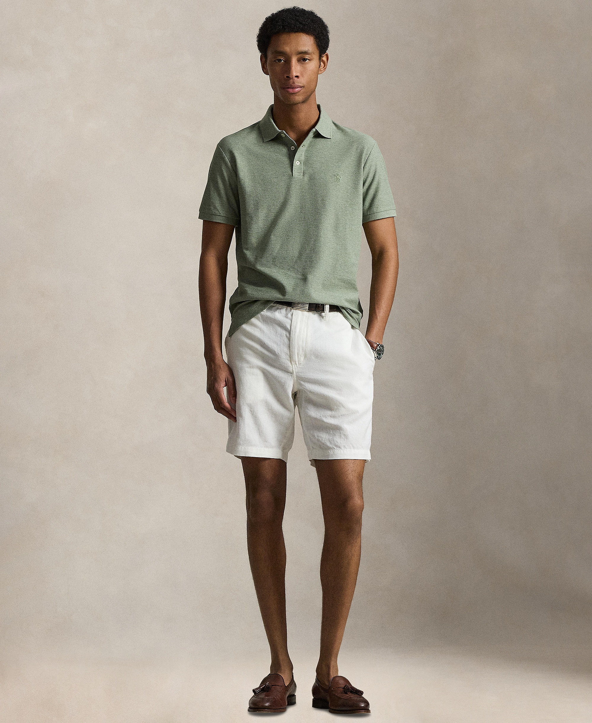 Polo Ralph Lauren Men's Custom Slim-Fit Honeycomb-Mesh Polo Shirt - Greenery Heather