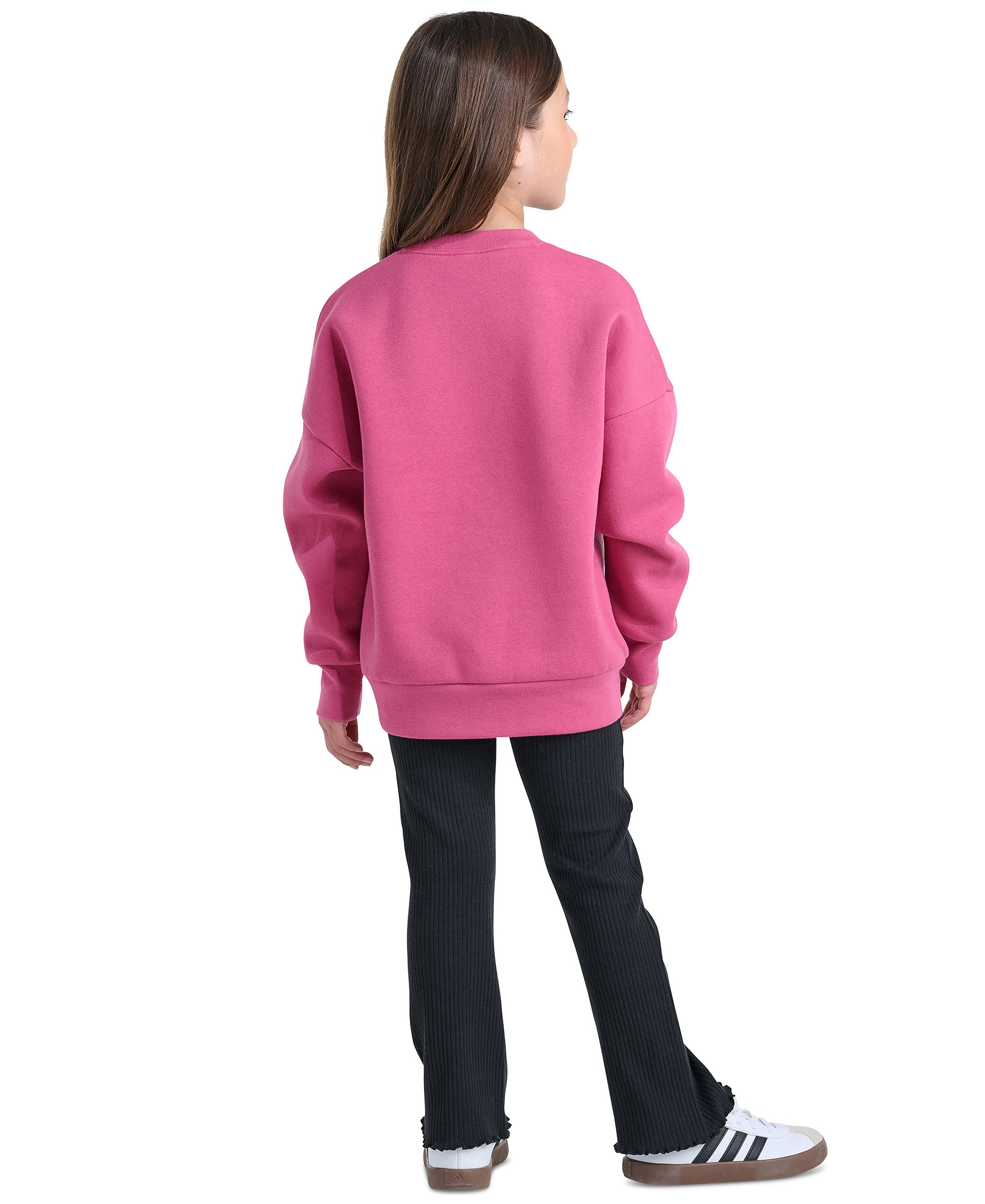 adidas Girls' 2T-6X Long-Sleeve Sweatshirt and Pants, 2-Piece Set - Dual Magenta/Black