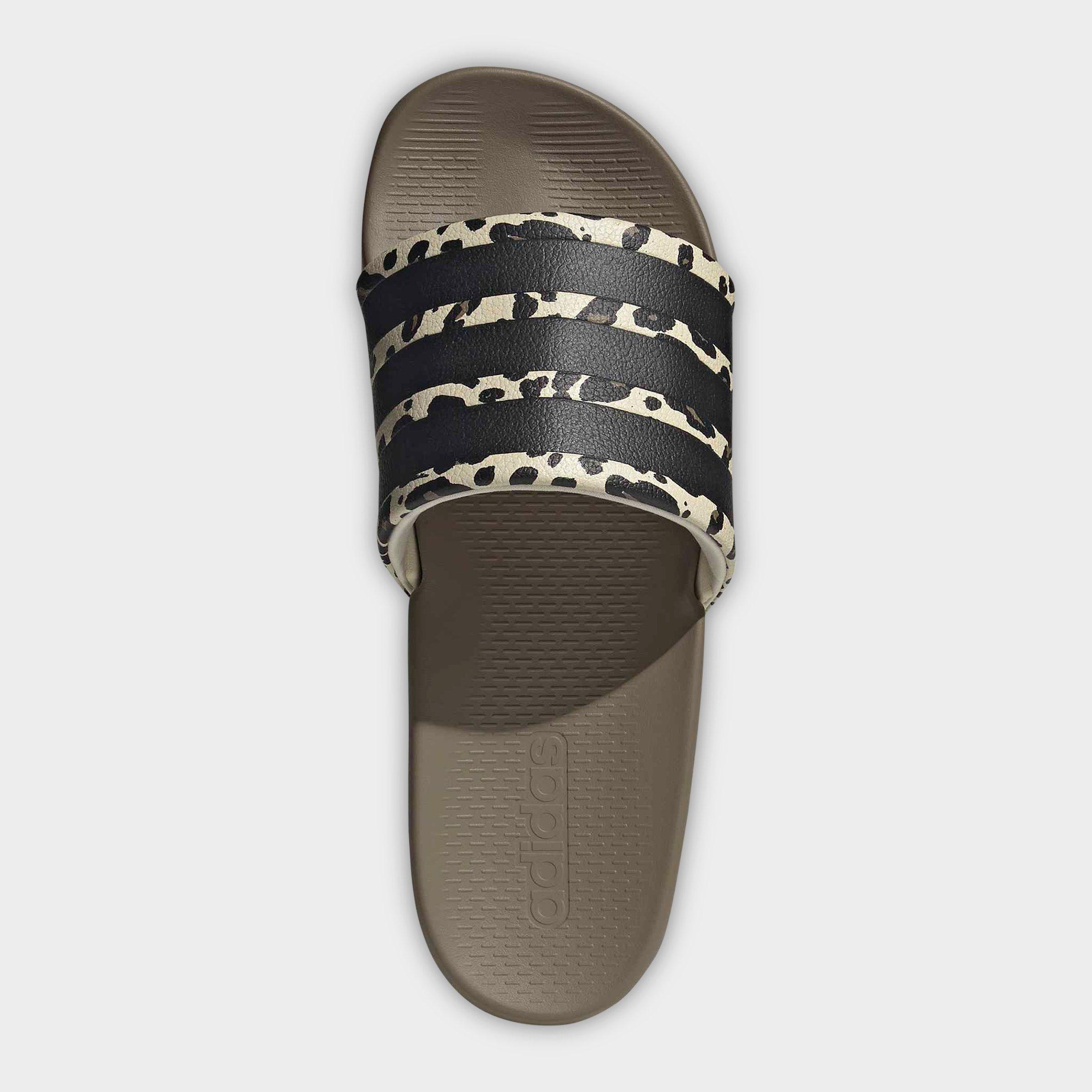 Women's adidas Adilette Comfort 2.0 Slide Sandals - Crystal Linen/Core Black/Crystal Linen - Top view