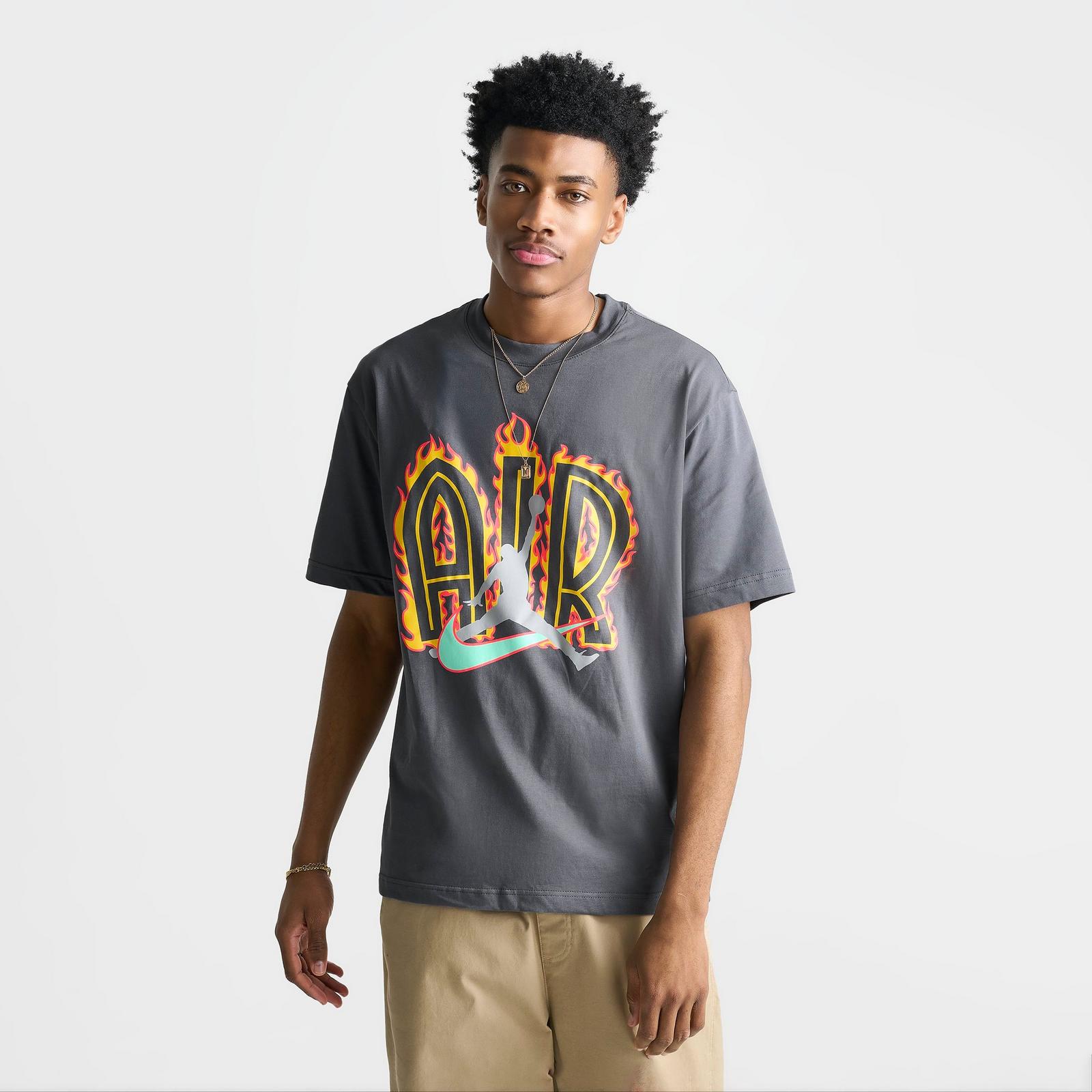 Men's Jordan Air Flame Graphic T-Shirt - Iron Grey - view 3