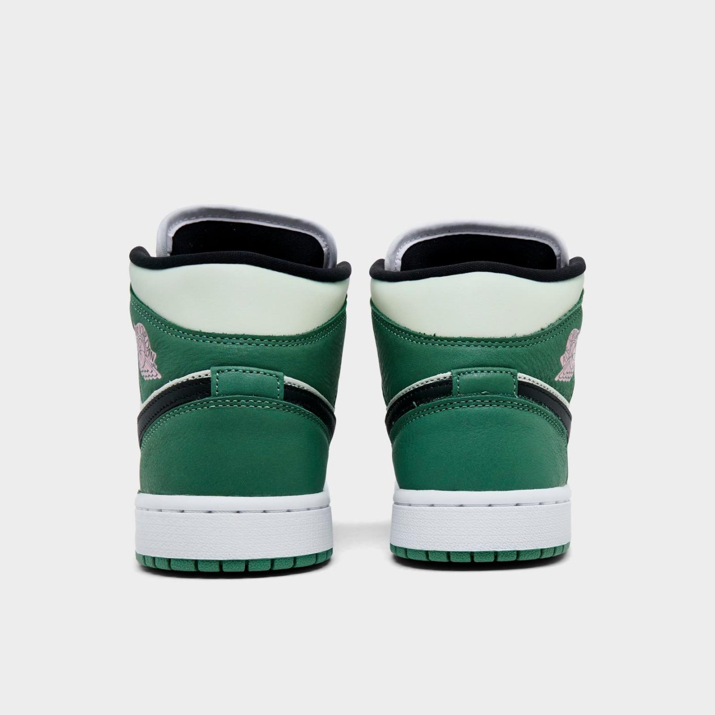 Women's Air Jordan Retro 1 Mid SE Casual Shoes - Dutch Green/Black/Barely Green/Arctic Pink - view 4