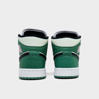 Women's Air Jordan Retro 1 Mid SE Casual Shoes - Dutch Green/Black/Barely Green/Arctic Pink - view 4