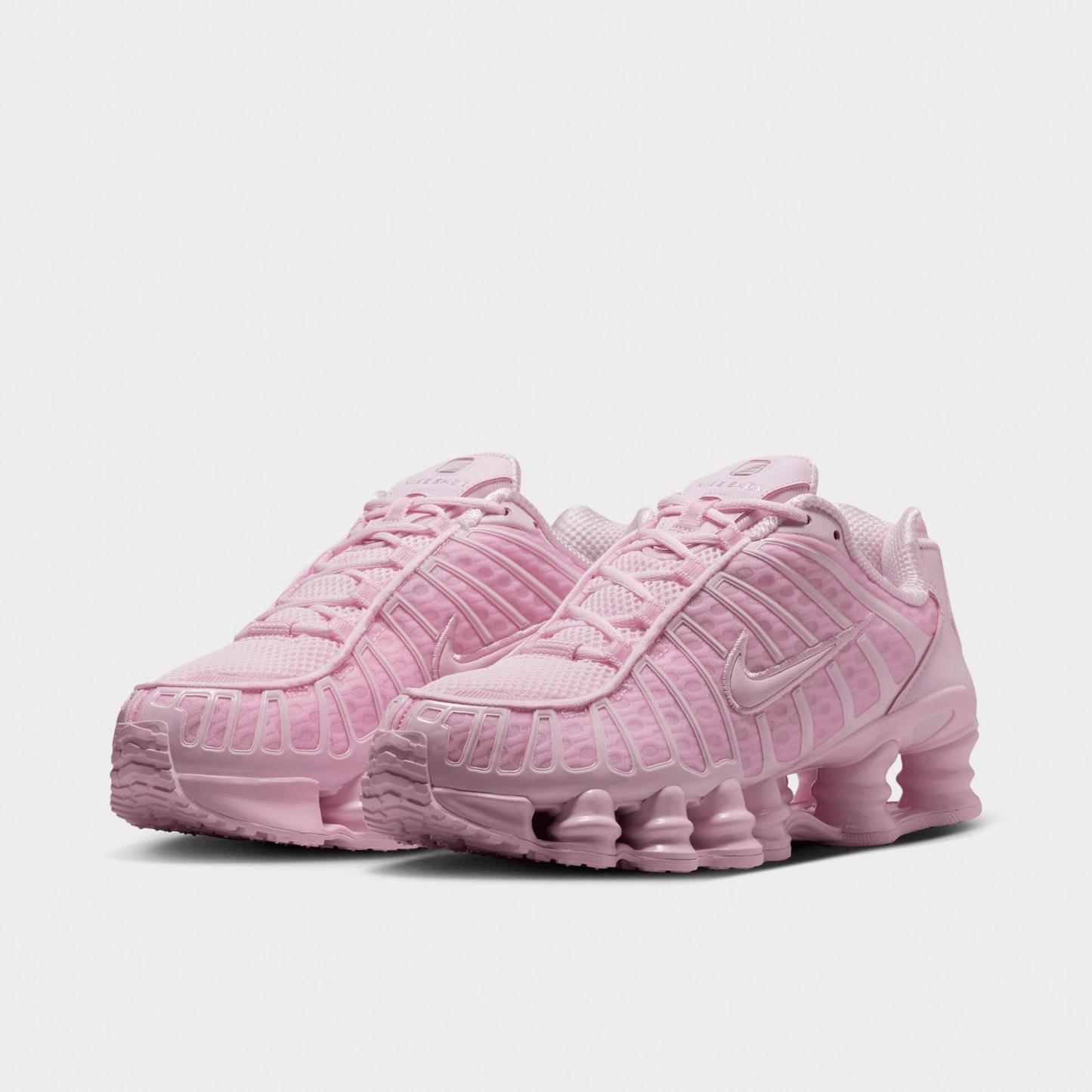 Women's Nithtke Shox TL Casual Shoes - Pink Foam/Metallic Silver/Pink Foam - Both shoes facing left