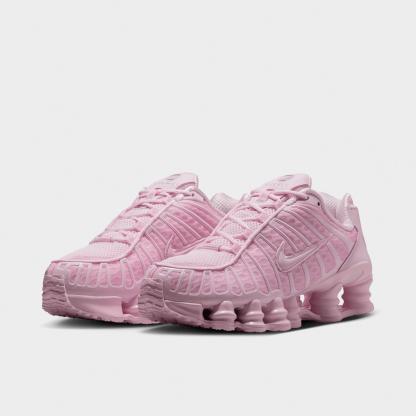 Women's Nithtke Shox TL Casual Shoes - Pink Foam/Metallic Silver/Pink Foam - Both shoes facing left
