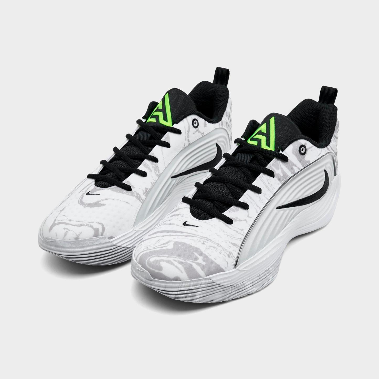 Men's Nithtke Giannis Immortality 5 Basketball Shoes - Part 1 - White/Off White/Light Smoke Grey/Metallic Silver - Both shoes facing left