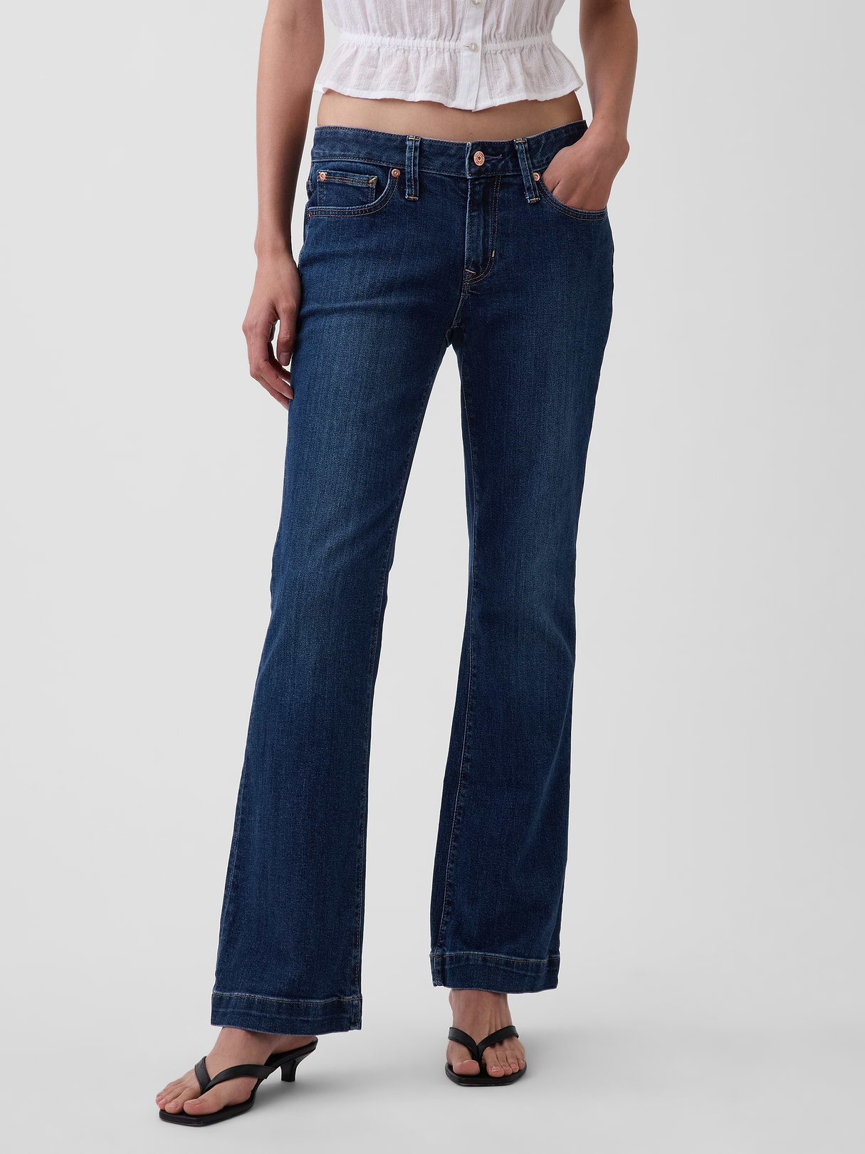Low Rise Long & Lean Split-Hem Jeans - Dark indigo