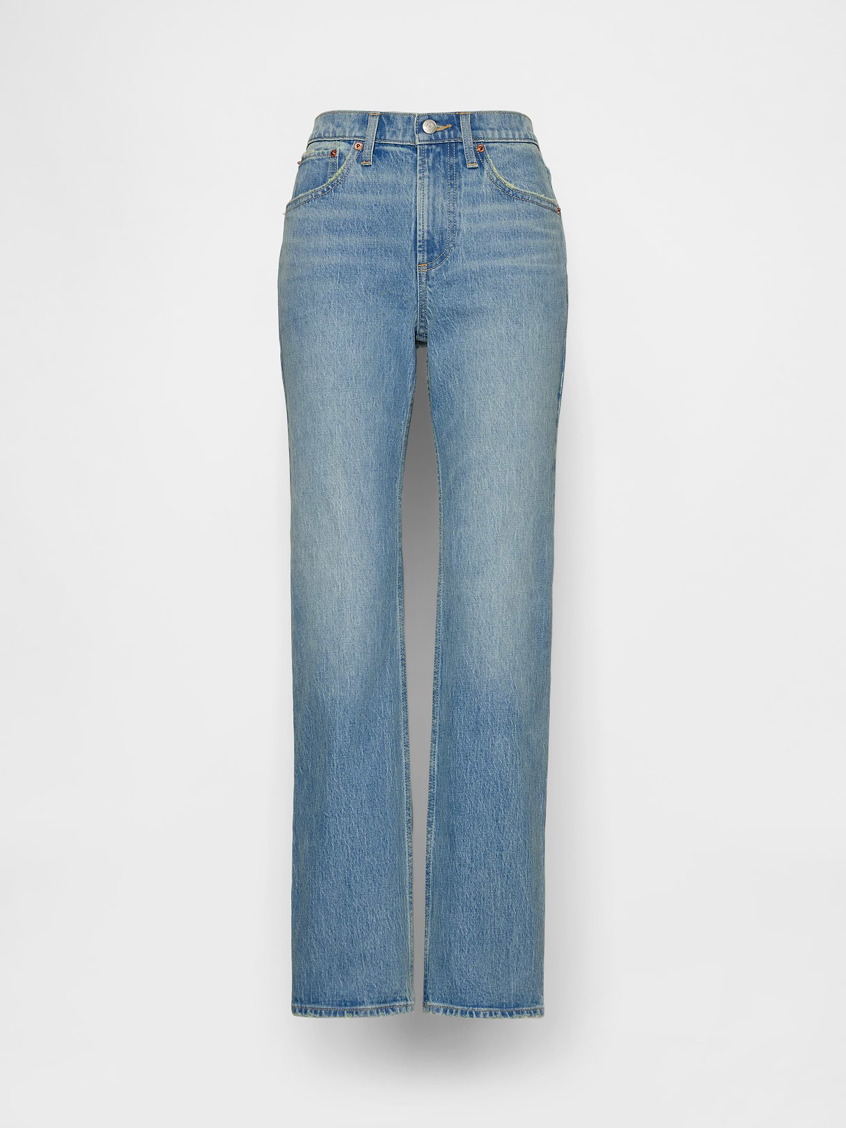 Mid Rise Corduroy Relaxed Straight Pants - Light wash