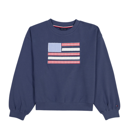 Tommy Hilfiger Girls' 7-16 Embroidered Long-Sleeve Sweatshirt - Blueberry