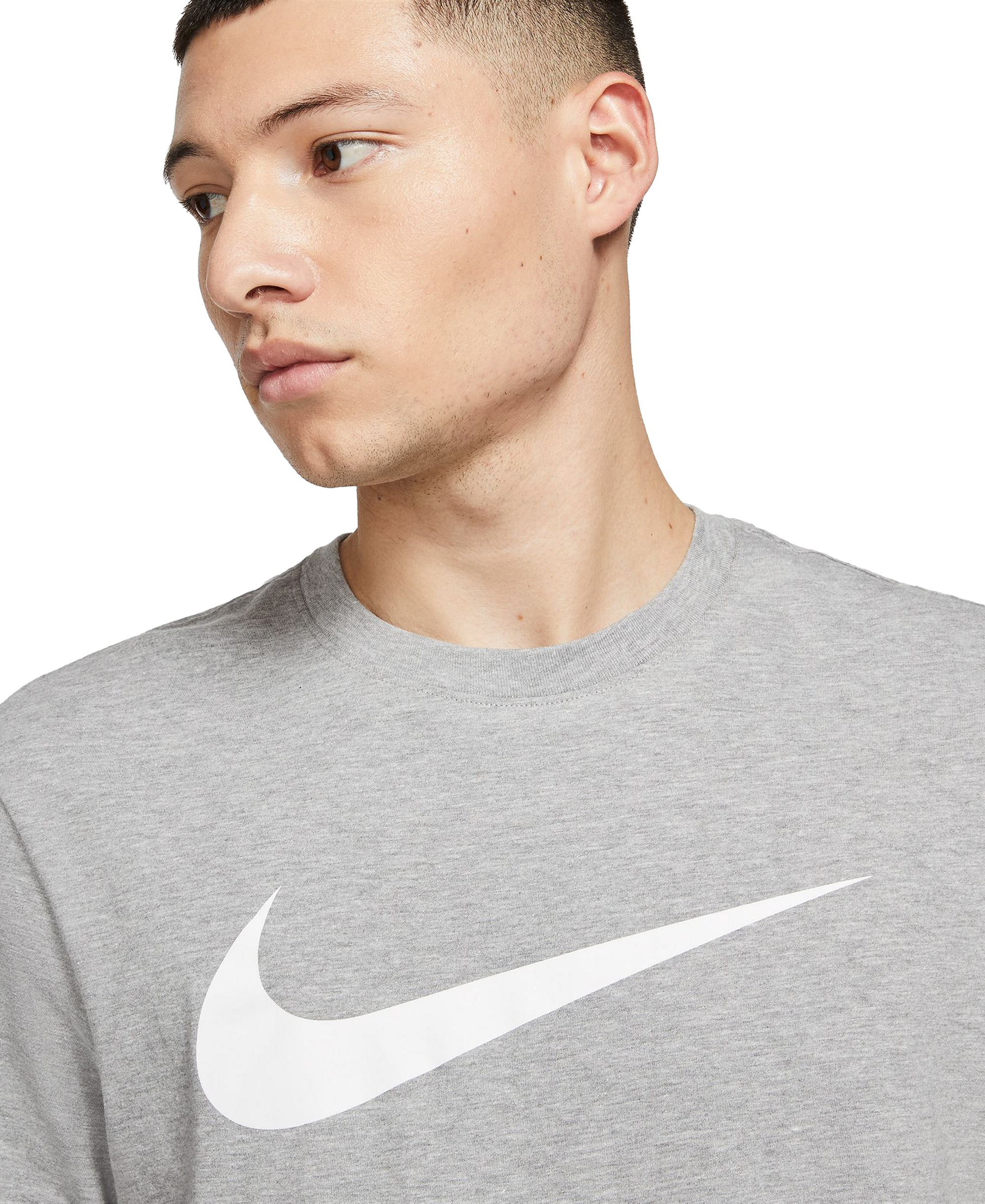 Nike Men's Sportswear Swoosh Short-Sleeve Crewneck T-Shirt - Dark Grey Heather/white