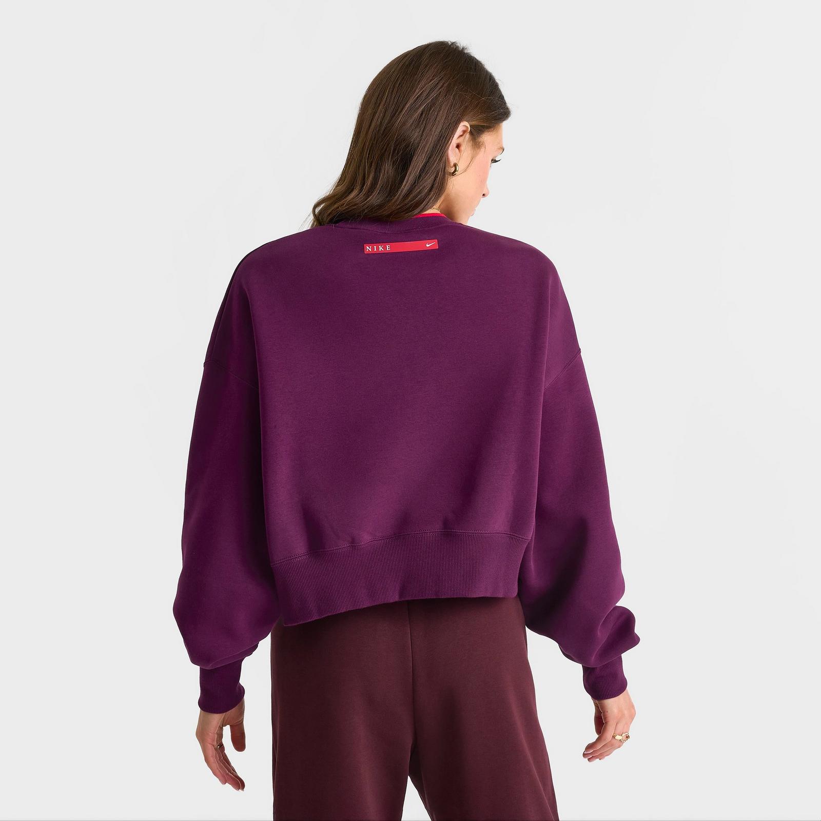 Women's Nike Sportswear Phoenix Fleece Oversized Crewneck Sweatshirt - Bordeaux
