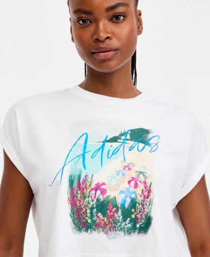 adidas Women's Summer Romance Crewneck Graphic Cotton T-Shirt - White