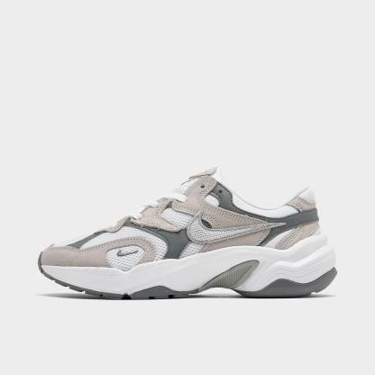 Women's Nithtke AL8 Running Shoes (RUNINSPO) - White/Metallic Silver/Smoke Grey/Black - Left shoe facing left. Outside of the shoe.