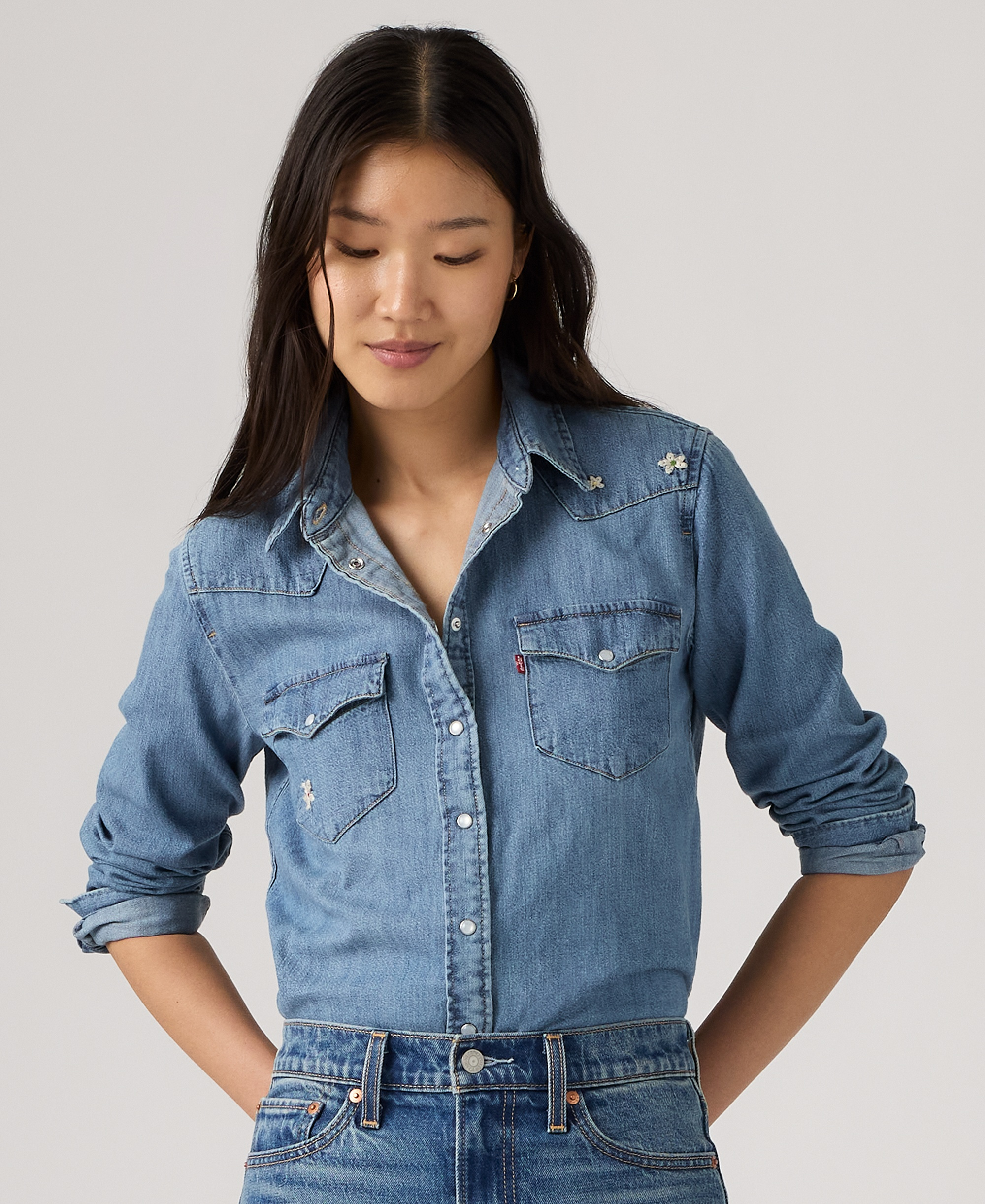 Levi's Women's The Ultimate Western Cotton Denim Shirt - Bee In The Bonnet Western