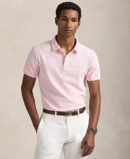 Polo Ralph Lauren Men's Classic-Fit Stretch Oxford Mesh Polo Shirt - Garden Pink/white