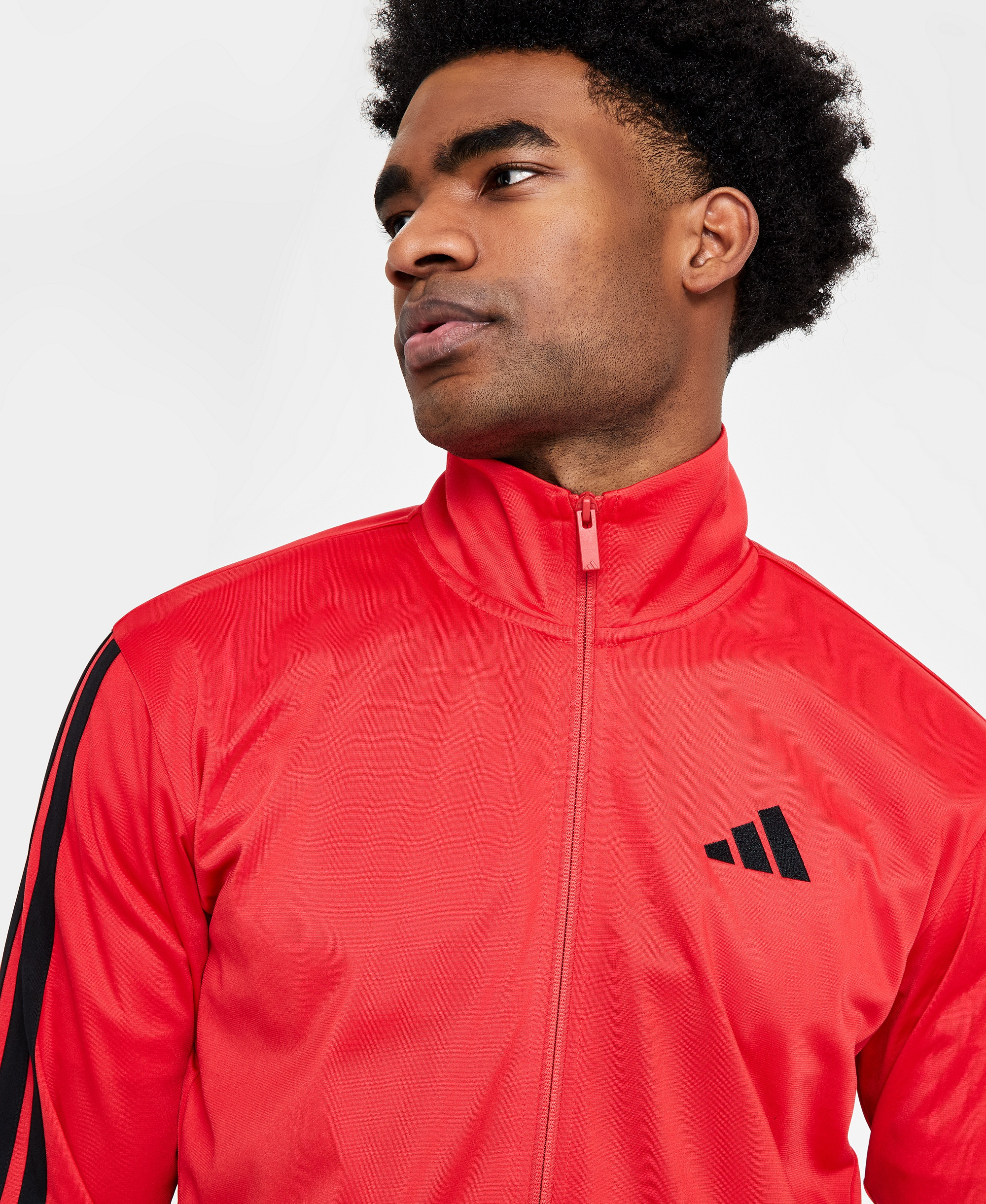 adidas Men's 3-Stripes Tricot Track Jacket - Ruby Red/Black