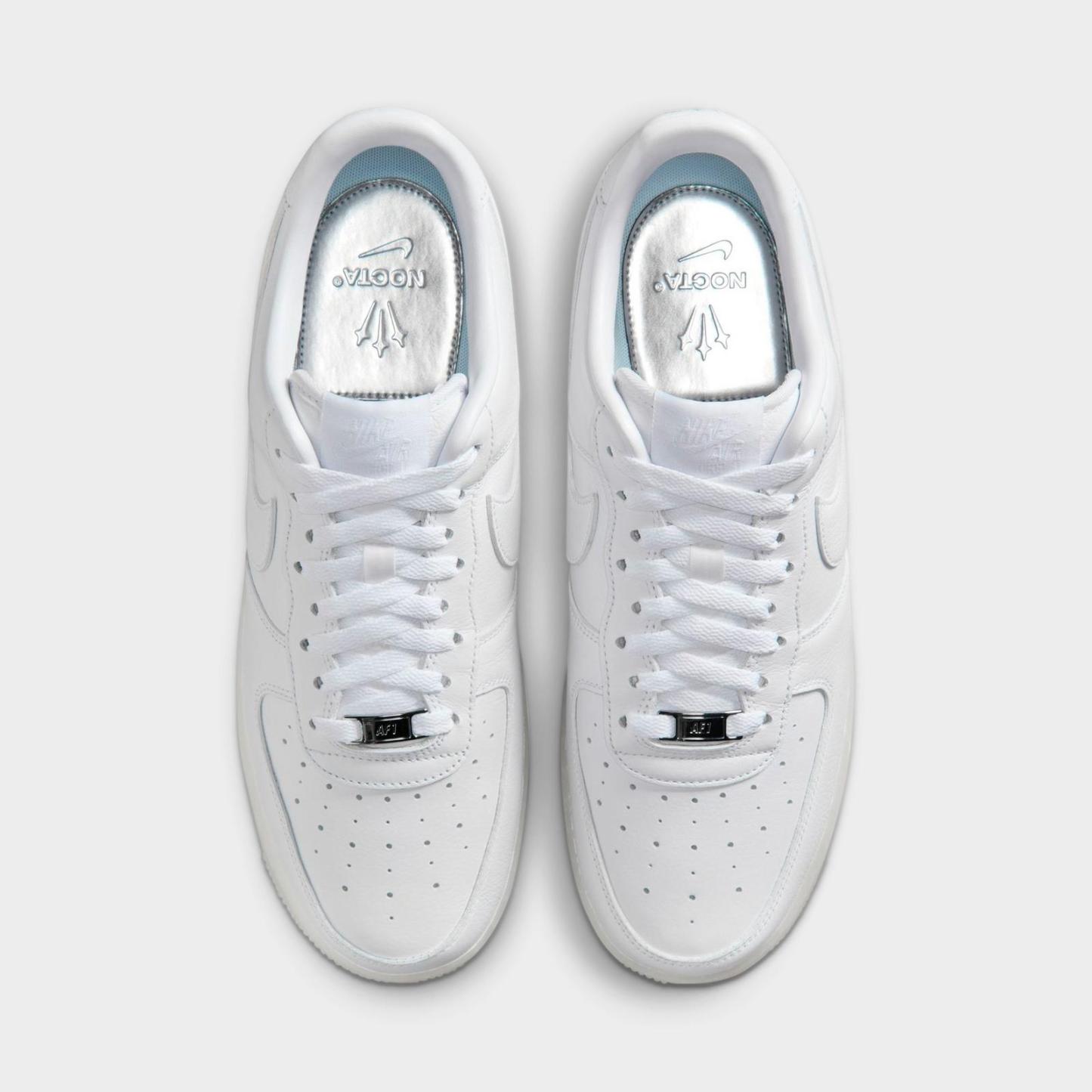 Men's Nike NOCTA Air Force 1 Low Casual Shoes - White/Cobalt Tint/Metallic Silver