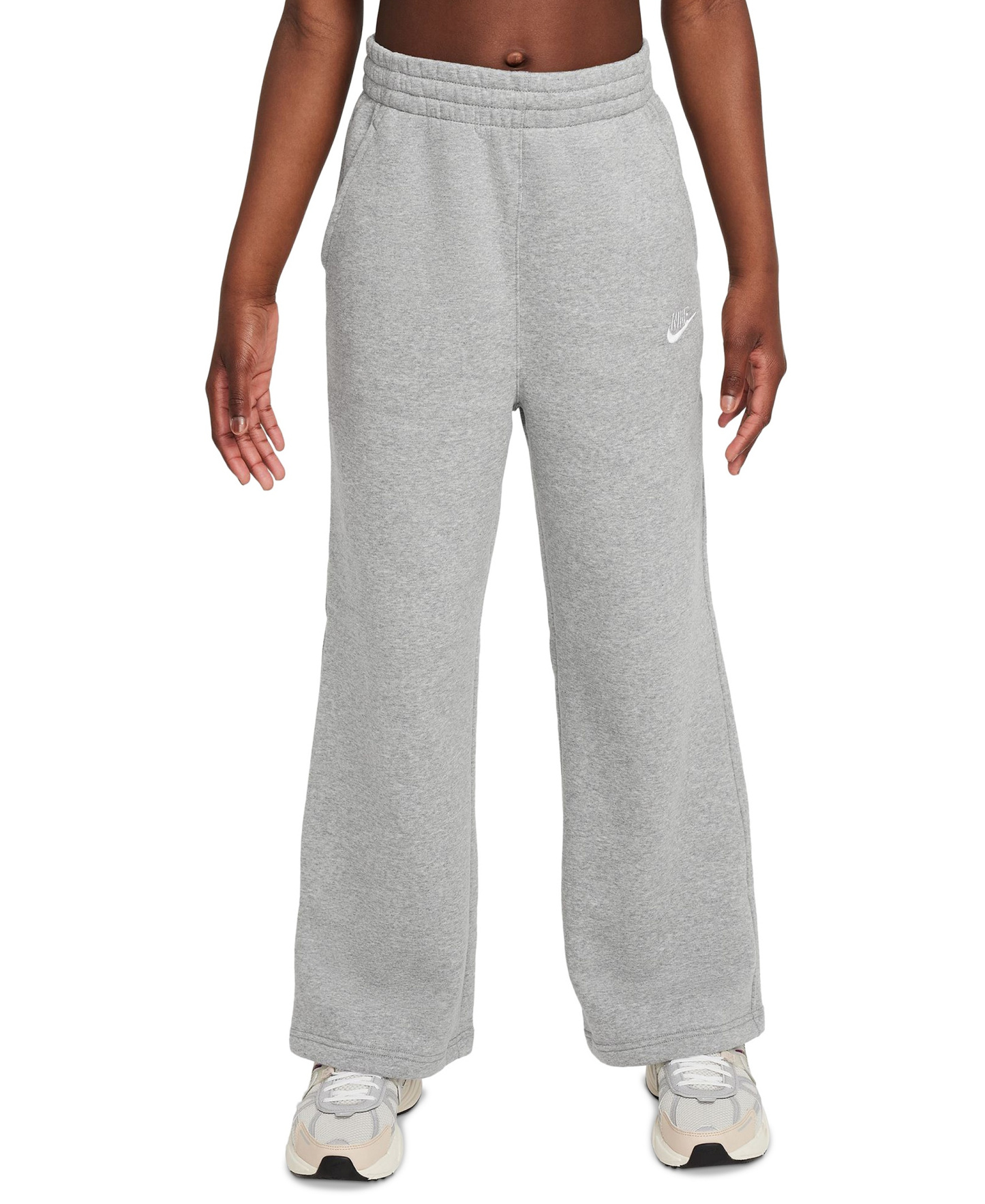 Nike Girls' 7-16 Sportswear Club Fleece Wide-Leg Sweatpants - Gray Heather