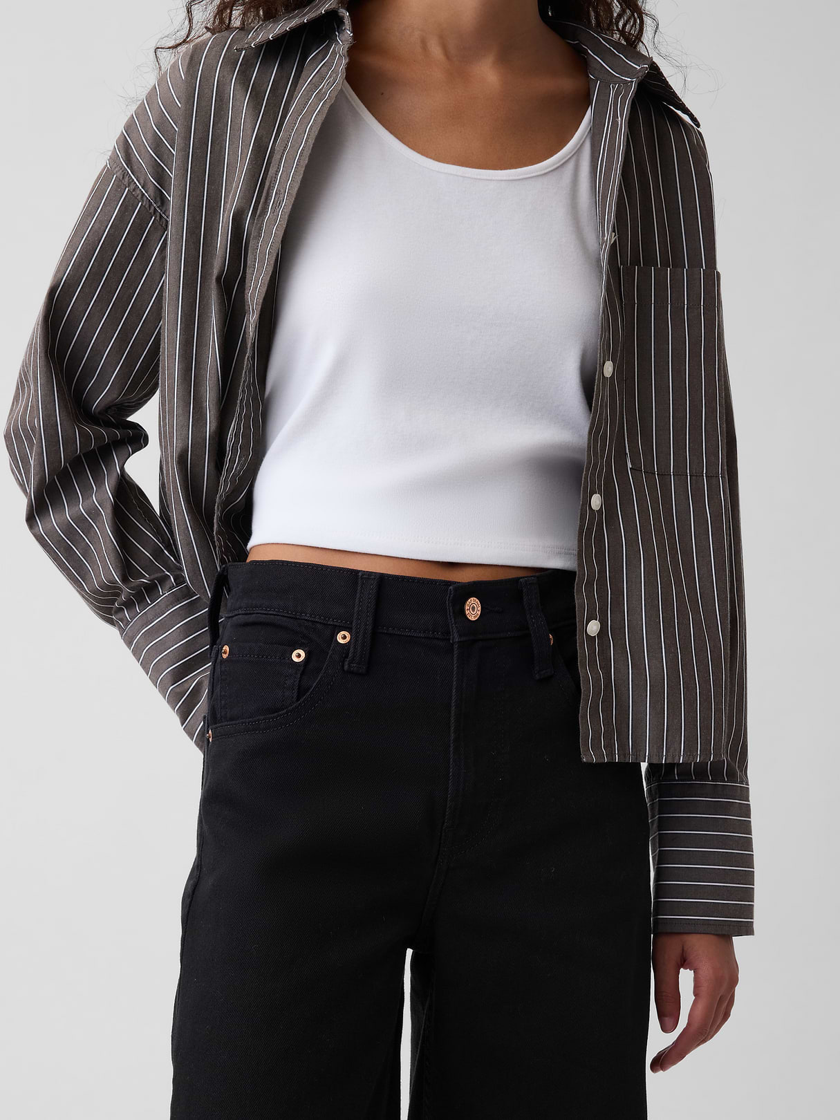 High Rise Stride Wide-Leg Jeans - Absolute black