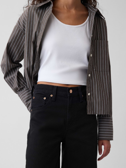 High Rise Stride Wide-Leg Jeans - Absolute black