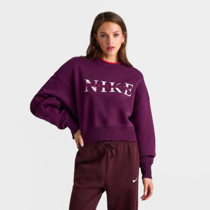 Women's Nike Sportswear Phoenix Fleece Oversized Crewneck Sweatshirt - Bordeaux