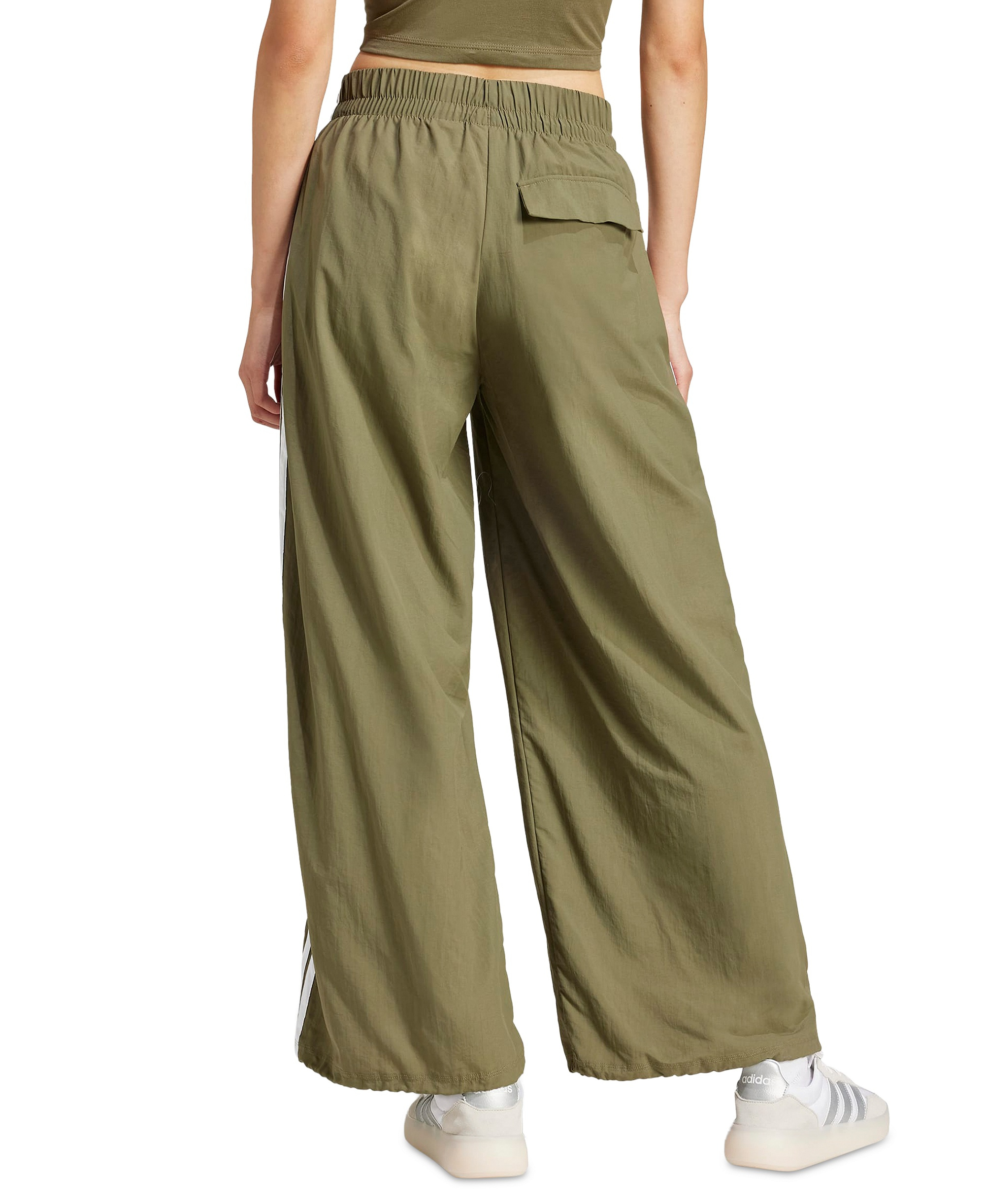 adidas Women's Three Stripe Parachute Pants - Dark Green