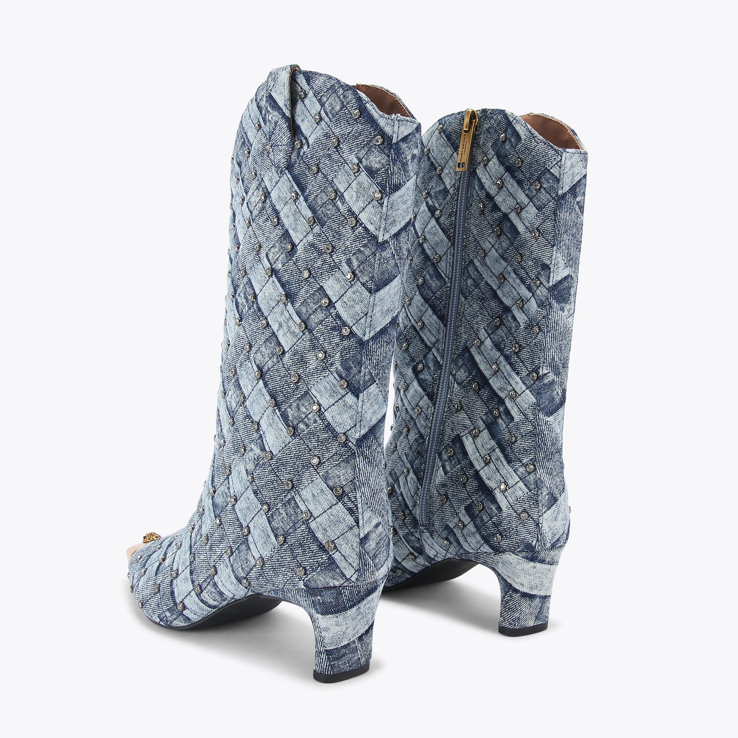 Kurt Geiger London Regent Denim Western Boot - Blue - view 4
