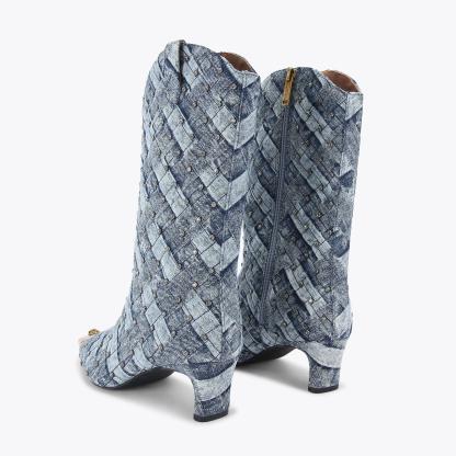 Kurt Geiger London Regent Denim Western Boot - Blue - view 4