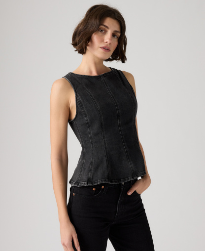 Levi's Premium Women's Leighton Sleeveless High-Neck Peplum Top - Newyork Nights