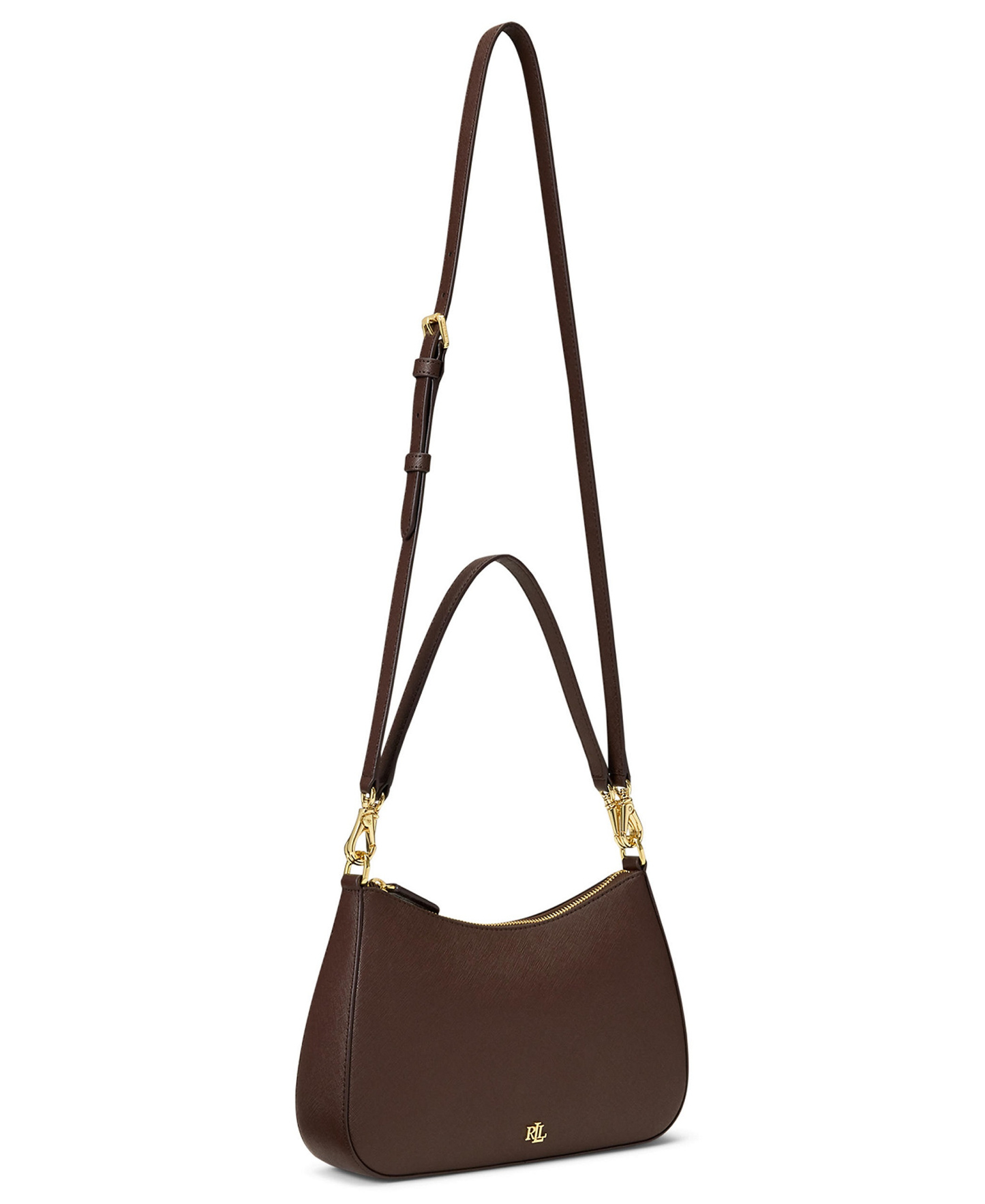 Lauren Ralph Lauren Crosshatch Leather Danni Small Shoulder Handbag - Chestnut Brown