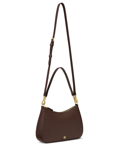 Lauren Ralph Lauren Crosshatch Leather Danni Small Shoulder Handbag - Chestnut Brown
