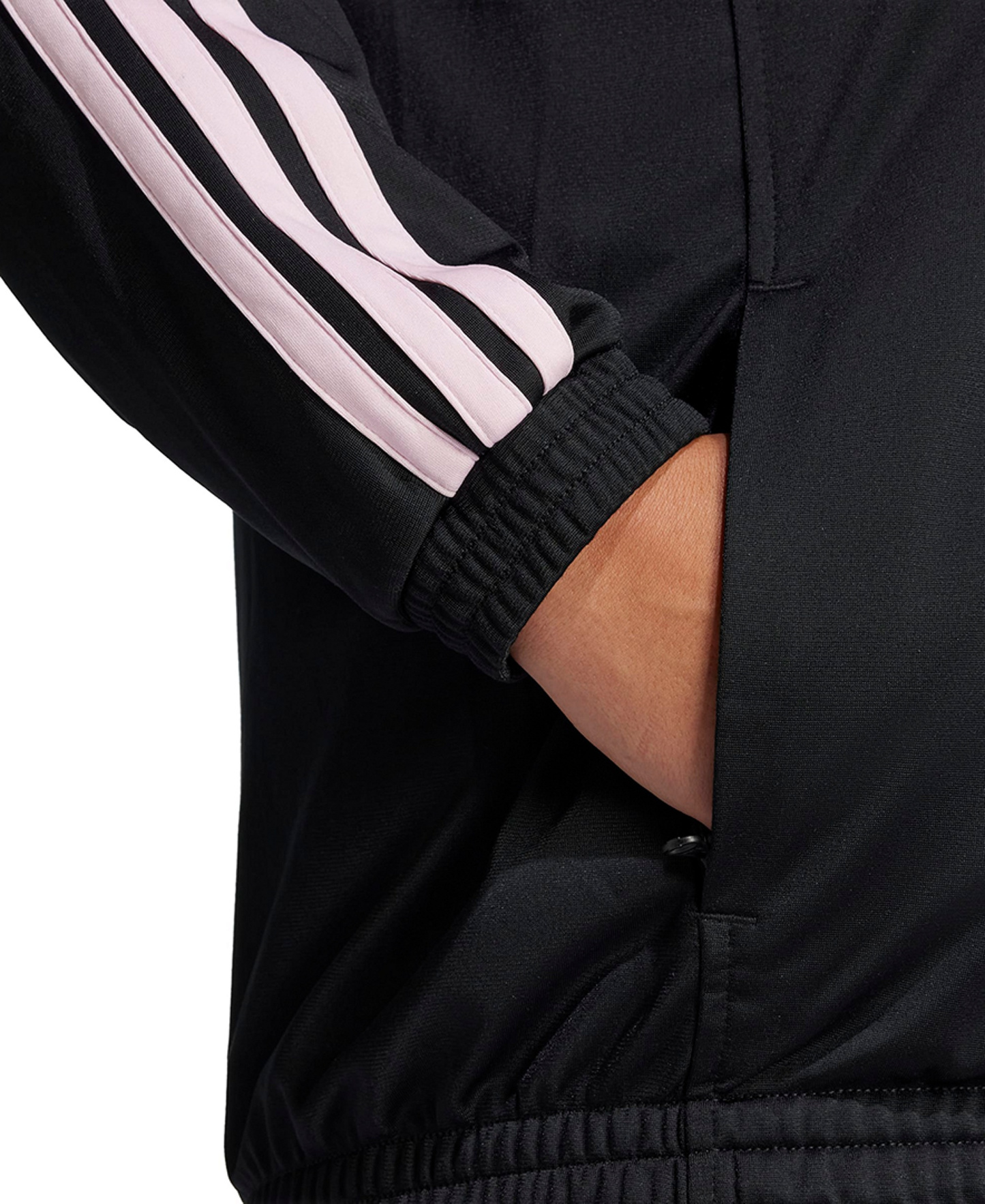 adidas Plus Size Essentials Tricot Three Stripes Track Jacket - Black/Clear Pink