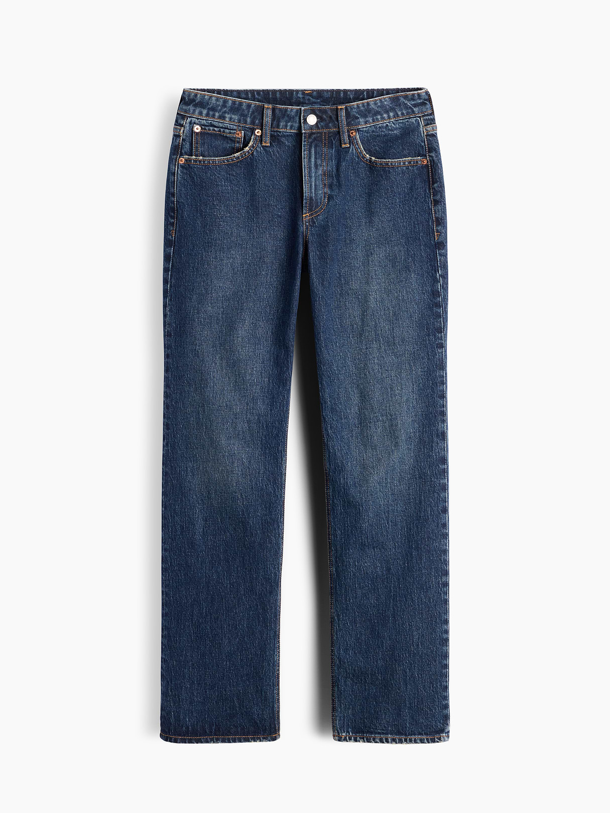 Curvy Mid Rise Relaxed Straight Jeans - Dark indigo