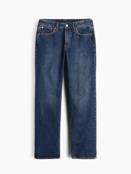 Curvy Mid Rise Relaxed Straight Jeans - Dark indigo