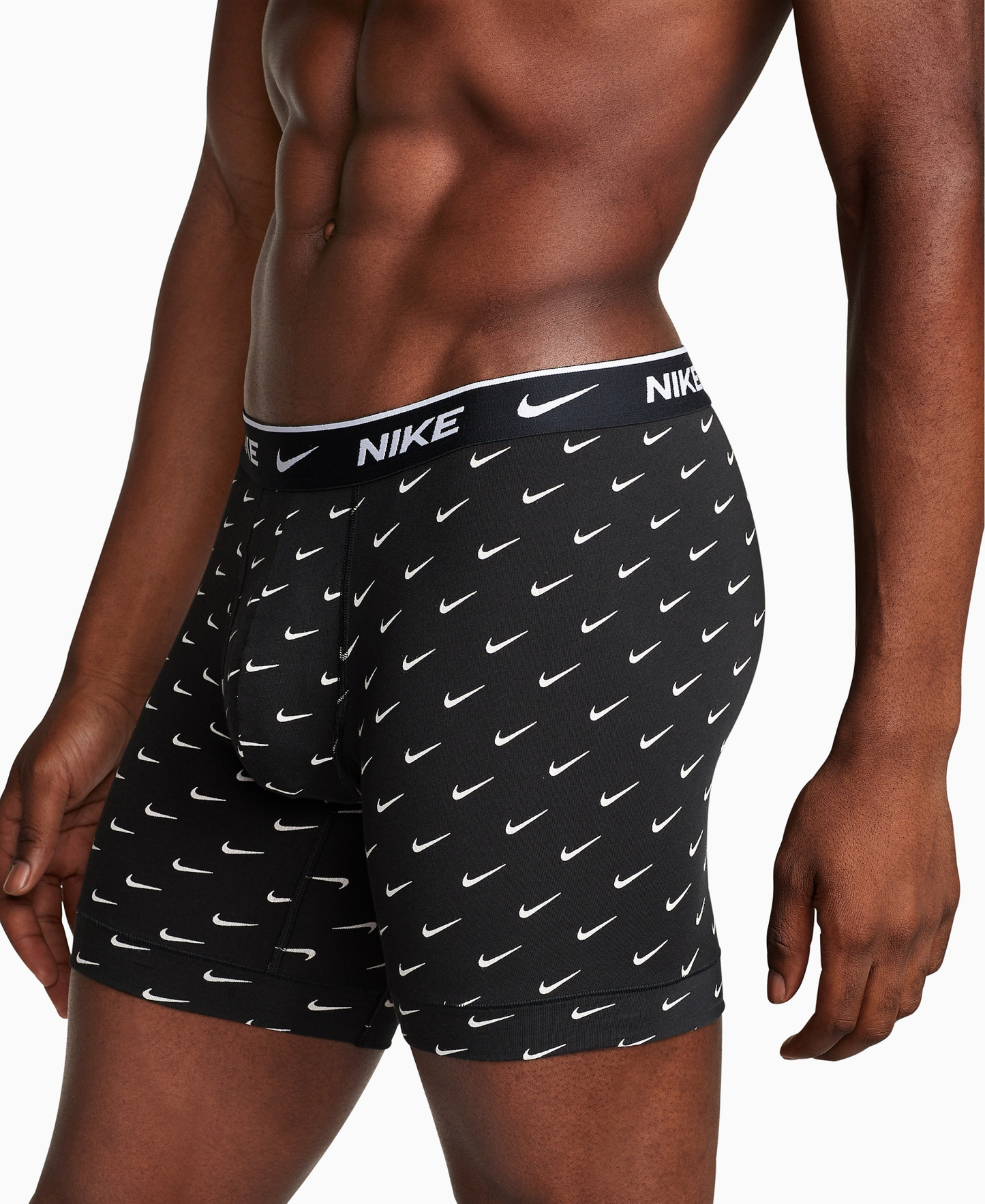 Nike Mens Dri-FIT Essential Cotton Stretch Boxer Briefs, 3-Pack - Swoosh Print/Cool Gray/uni Blue