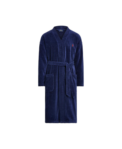 Polo Ralph Lauren Men's Sleepwear Soft Cotton Kimono Velour Robe - Navy