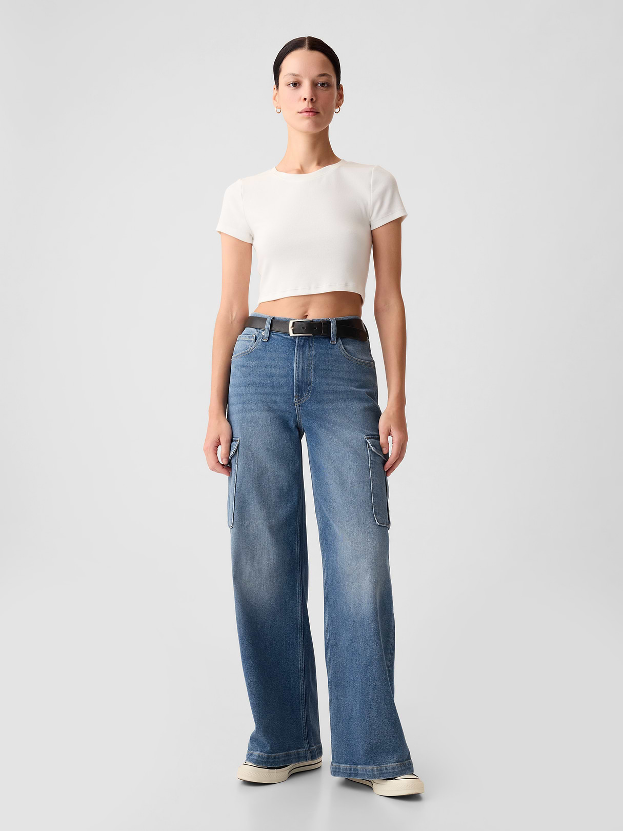 High Rise Stride Wide-Leg Jeans - Cargo medium wash