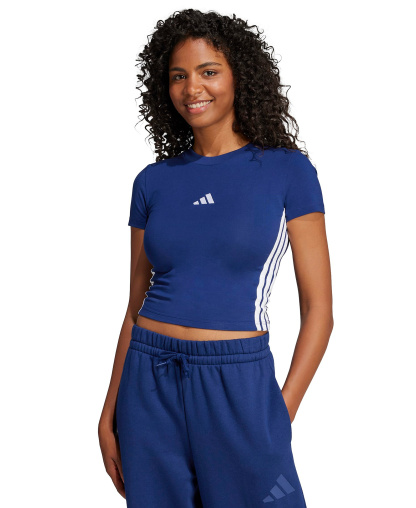 adidas Women's Essentials Slim-Fit Short-Sleeve Baby T-Shirt - Dark Blue/White