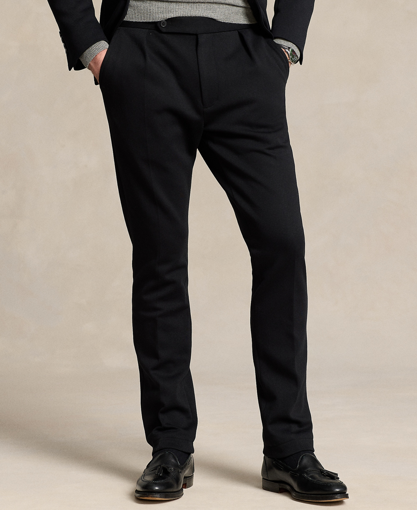Polo Ralph Lauren Men's Pleated Double-Knit Suit Trousers - Black