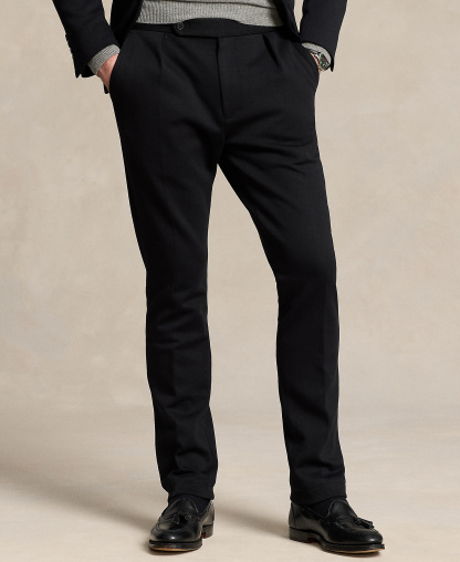 Polo Ralph Lauren Men's Pleated Double-Knit Suit Trousers - Black