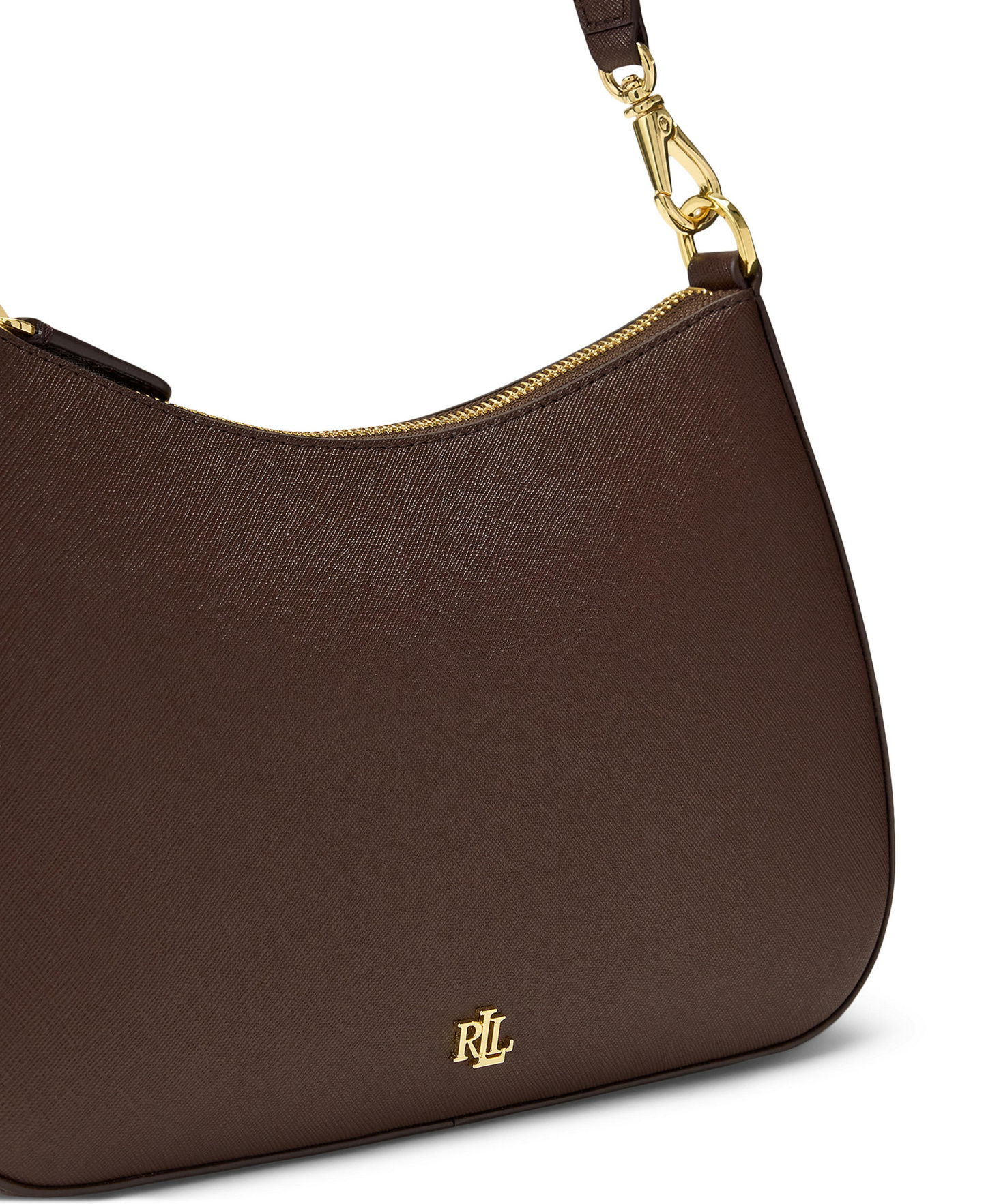 Lauren Ralph Lauren Crosshatch Leather Danni Small Shoulder Handbag - Chestnut Brown
