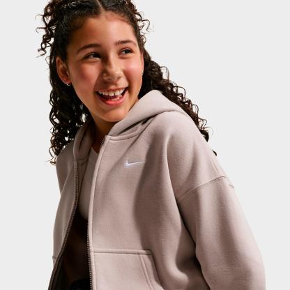 Girls' Big Kids' Nithtke Sportswear Studio Fleece Oversized Full-Zip Hoodie - Moon Particle/White
