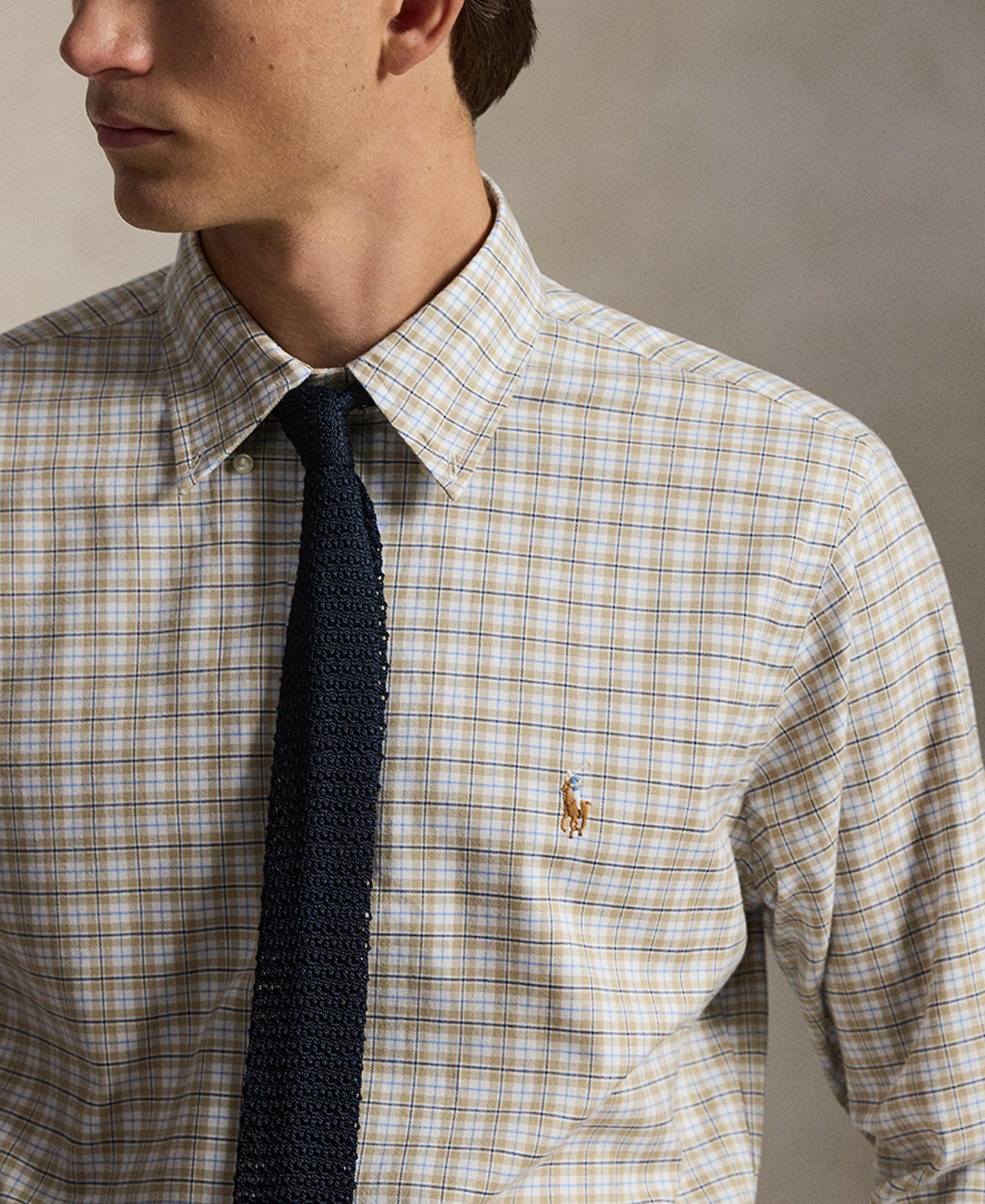 Polo Ralph Lauren Men's Classic-Fit Performance Oxford Shirt - Coastal Beige White Multi