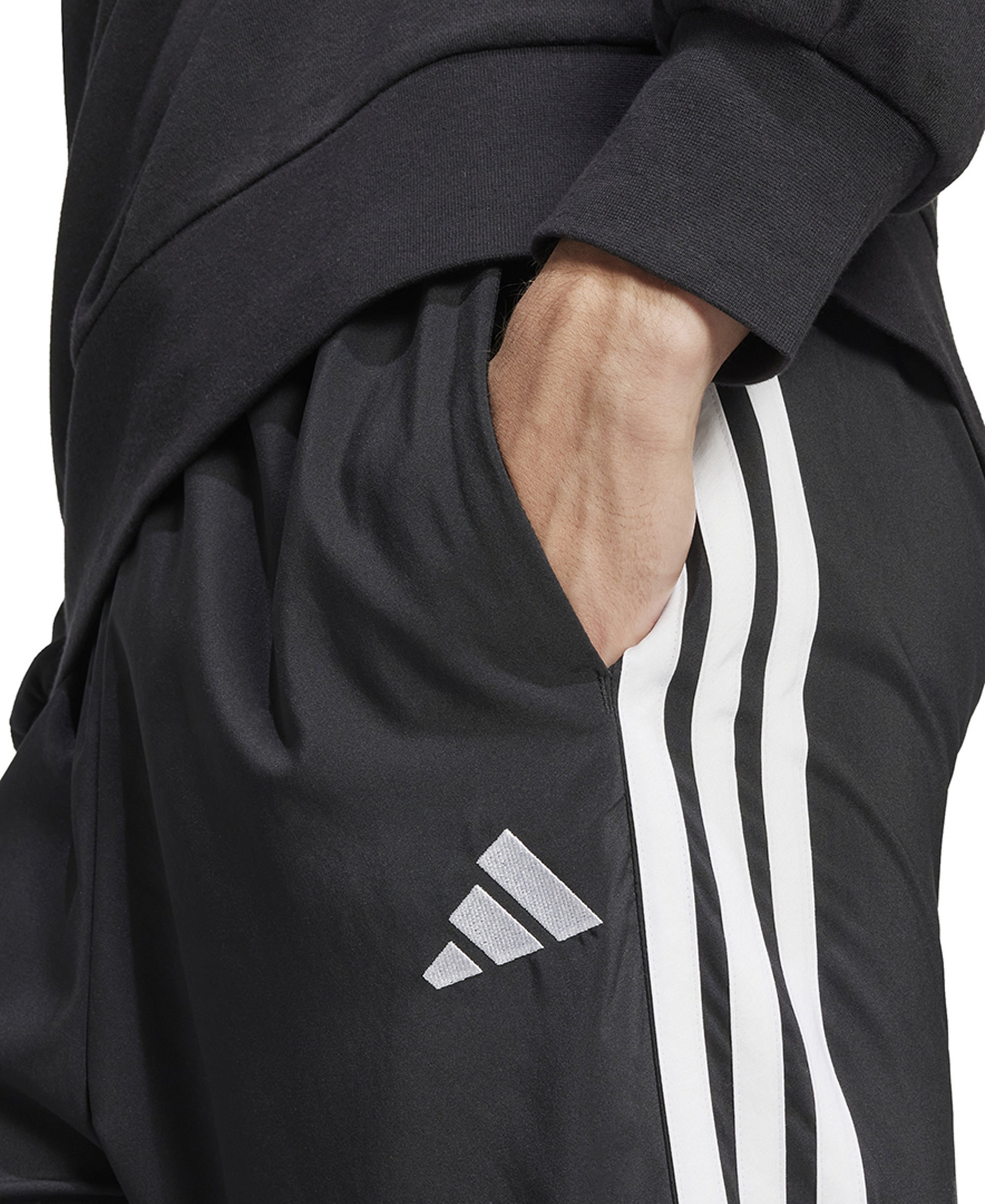 adidas Men's Stanford Essential Three-Stripes Open Hem Track Pants - Blk/white