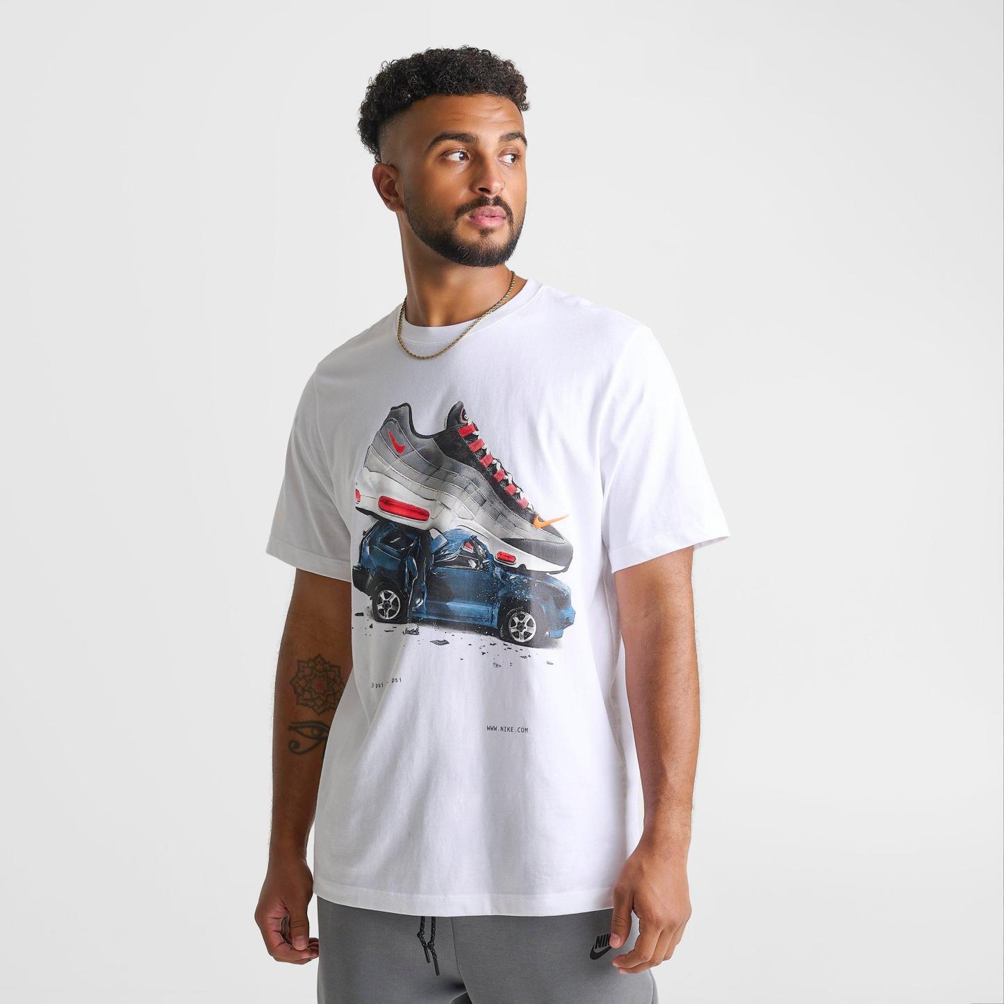Men's Nithtke Sportswear Crushed Car Graphic T-Shirt - White